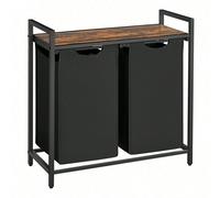 Panier à linge avec 2 Sacs en tissu Oxford Amovibles, Cadre en métal, 2 X 46 L, 73 X 33 X 72 cm