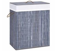 Panier à Linge avec 2 Sections Bambou Blanc 100 L Corbeille Bac Maison vidaXL