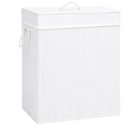 Panier à Linge avec 2 Sections Bambou Blanc 100 L Corbeille Bac Maison vidaXL