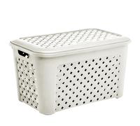 Tontarelli Panier de Linge avec Couvercle Arianna Lt 48 Beige Lavable à l'eau Plastique Recyclable Rectangulaire