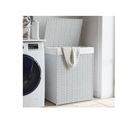 vidaXL Panier à linge avec couvercle blanc 46x33x60 cm résine tressée 372033