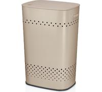 Panier à linge, avec couvercle d'assise, 60 L, acier inoxydable avec revêtement époxy, beige - Kela | Malaga