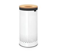 Brabantia - Corbeille à Linge - Couvercle en Liège - Portable Sac à Linge - Corbeille avec des Orifices de Ventilation - Pas de Rayures - Matériaux Durables Résistants à la Corrosion - Blanc - 35 L