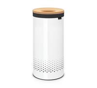 Brabantia Corbeille à linge – Couvercle en liège, sac portable, orifices de ventilation, blanc 35 L