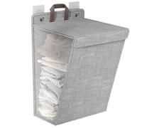Panier a Linge avec Couvercle Mural, Paniere a Linge Pliable, Laundry Hamper avec Poignées Renforcées pour Salle de Bain, Dortoir, Université(Brown,48 * 12 * 36cm/19 * 5 * 14in)