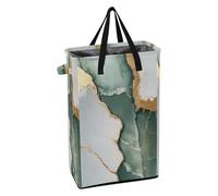 Panier à linge avec poignées - Panier à linge debout pour garçons - Panier à linge pour salle de bain - Marbre vert sauge et blanc