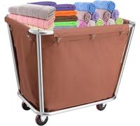 Panier à Linge avec Roues, Panier De Rangement pour Vêtements Sales Commerciaux, 10 Boisseaux Grand Panier à Linge Rollig Idustrial, Panier à Linge avec Panier à Linge Amovible, Brown, Large