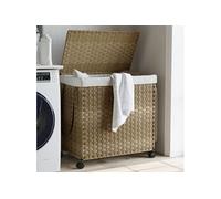 Panier à linge avec roulettes 60x35x60,5 cm résine tressée