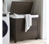 Panier à Linge avec Roulettes Corbeille Salle de Bain Résine Tressée vidaXL