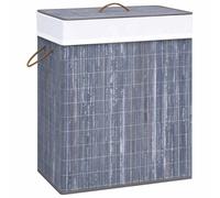 Panier à Linge avec Une Seule Section Bambou Blanc 83L Corbeille Maison vidaXL