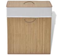 Panier à Linge avec Une Seule Section Bambou Blanc 83L Corbeille Maison vidaXL