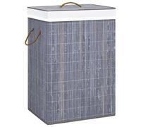 vidaXL Panier à Linge avec Une Seule Section Corbeille à Linge Bac à Linge Rangement de Vêtements Salon Chambre Salle de Bain Maison Bambou Gris Gris