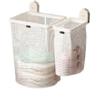 Panier à linge avec ventouses murales - Pliable - Organiseur en maille pour le rangement des vêtements - Design ventilé - Capacité spacieuse - Acier au carbone et plastique ABS - Plusieurs tailles (D)