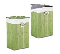 Panier à linge bambou 2 pièces amovible panier à linge pliant bac à linge vert