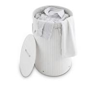 Relaxdays 3x Panier à linge bambou rond blanc