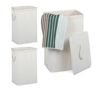 Panier à linge bambou 3 pièces léger panier à linge pliant bac à linge décoratif