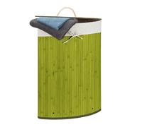 Relaxdays Panier Bambou, Corbeille Linge Pliante, 60 L, Sac intérieur Coton, 65 x 49,5 x 37 cm, Vert