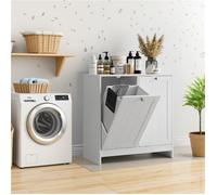 Panier à linge basculant blanc avec bac amovible - meuble de rangement discret pour salle de bain et intérieur