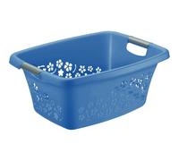 Panier à Linge Bassine/Panier à Waschkorb " Fleurs " 25 L Bleu Avec Poignées