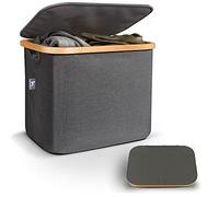 Panier a Linge Boite Rangement en Tissu avec Couvercle 40L Utile Etagère Paniers Kallax - Corbeille a Linge Enfant Paniers Dressing Panier Cadre Bambou Boîte Casier Cube de Rangement Jouets Pliable