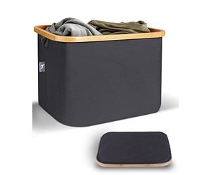 Panier a Linge Boite Rangement en Tissu Sans Couvercle 40L Utile Etagère Paniers Kallax - Corbeille a Linge Enfant Paniers Dressing Panier Cadre Bambou Boîte Casier Cube de Rangement Jouets Pliable