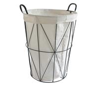 Box and beyond - Panier à Linge - 40 x 40 x 50 cm - Métal Filaire Noir - Doublure Tissu Blanc - Poignées - Rangement, Linge, Vêtements - Salle de bain, Chambre, Buanderie - Style Moderne et Industriel