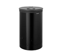 Panier à linge Brabantia avec couvercle | Bac à linge 60 L avec sac en coton amovible et ouverture Quick-Drop | Panier à linge compact | Matt Black