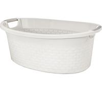 Panier à linge BranQ Coton 60L Bac à linge en plastique Collecteur de linge Bac à linge ovale grand blanc