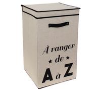 Panier à linge cartonnée avec couvercle 70L beige A ranger de A à Z