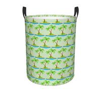 Panier à linge circulaire imprimé palmier 3D - Support avec poignées Idéal pour le linge et le rangement à la maison