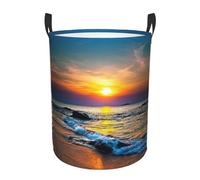 Panier à linge circulaire Last Sun Rays Of Over The Sea Waves avec poignées, étanche, panier de rangement pour vêtements sales, chambre à coucher, salle de bain