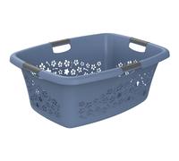 Panier À Linge Conteneur À Linge Panier « Fleurs » 50 L Horizon Bleu 65x49x26 Cm