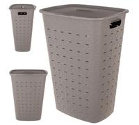 Panier à Linge Conteneur Salle de Bain 56L Grand Couvercle Curver Softex