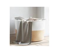 Panier à Linge Corbeille Rangement Salle de Bain Marron et Blanc Coton vidaXL