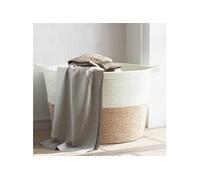 Panier à Linge Corbeille Rangement Salle de Bain Marron et Blanc Coton vidaXL