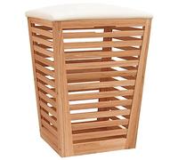 Panier à Linge, Corbeille à Linge Bac à Linge Tabouret de salle de bain 40,5x40,5x56 cm Bois massif de noyer
