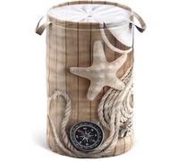 Panier à Linge, Corbeille à Linge Ronde 60 litres, Sac à Linge Pliable avec des Poignées Maritime