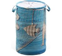 Panier à Linge Corbeille à Linge Ronde 60 litres Sac à Linge Pliable avec des Poignées Navigation