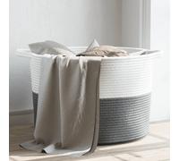 Panier à Linge Corbeille Rangement Salle de Bain Marron et Blanc Coton vidaXL
