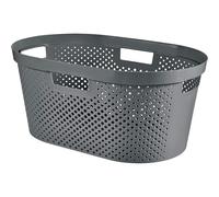 Curver Panier à linge Infinity Dots 39 L - 59×38×27 cm - Gris foncé (04755-G43)