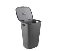 Curver Corbeille à linge Softex – 56 L – 70% recyclé – 59 x 43 x 34 cm – Gris