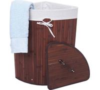 Panier à linge d'angle HWC-C21, Laundry Bac à linge Collecteur de linge, bambou 61x48x35cm 50l ~ brun