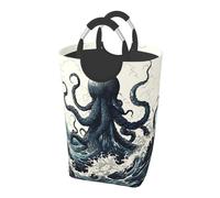 Panier à linge de 50 L de haut, panier à linge pliable, motif esquisse inspiré de l'océan, sac à linge sale lavable, panier de rangement pour jouets, panier de rangement pour dortoir, salle de bain