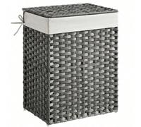 Panier à linge de 90l, Tissé à la Main, Corbeille à vêtements en rotin Synthétique
