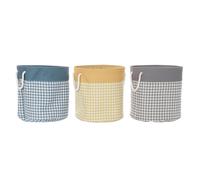 Panier à linge DKD Home Decor Pied de coq Gris Bleu Jaune 45 x 45 x 45 cm [3