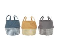 Panier à linge DKD Home Decor Pied de coq Jaune Gris Gris foncé 28 x 28 x 28