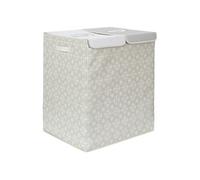 Panier à Linge Double Compartiment Motif Carreaux de Ciment Beige - LAVANDERIA -