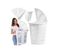 Panier à linge - EDANTI - D'angle - 45 L - Plastique blanc - Avec couvercle