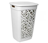 Panier à linge élégant en plastique 60 litres - Blanc