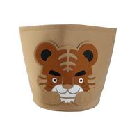 Panier à Linge en Coton, Panier à Linge Épais et Pliable, Motif Animal Mignon, Panier de Rangement pour Jouets, Seau Cylindrique pour Vêtements, 30 X 27 CM (Tigre)